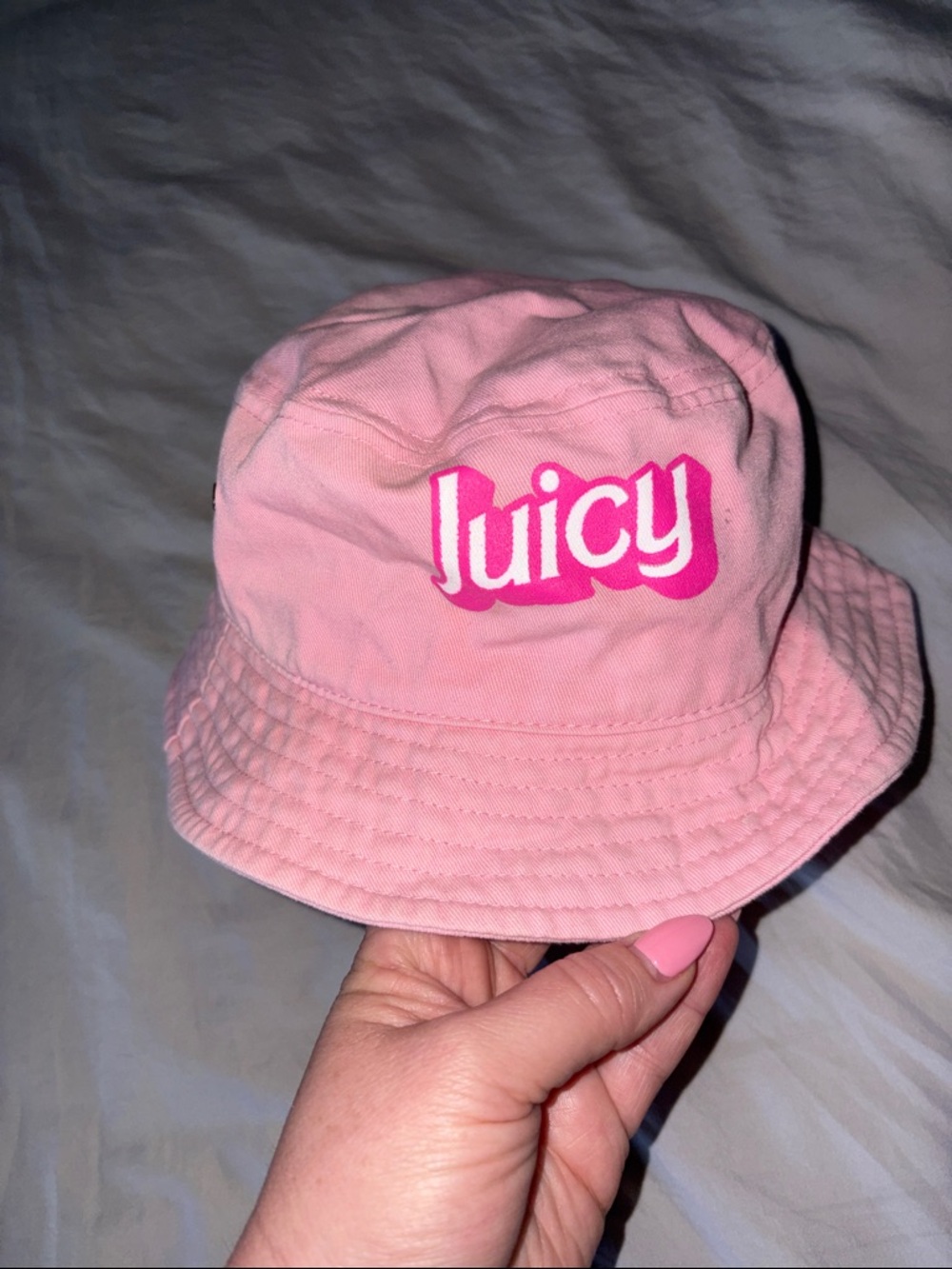 Juicy Pink Kids' Bucket Hat with Logo Patch. Size 3-6 (sm/m)